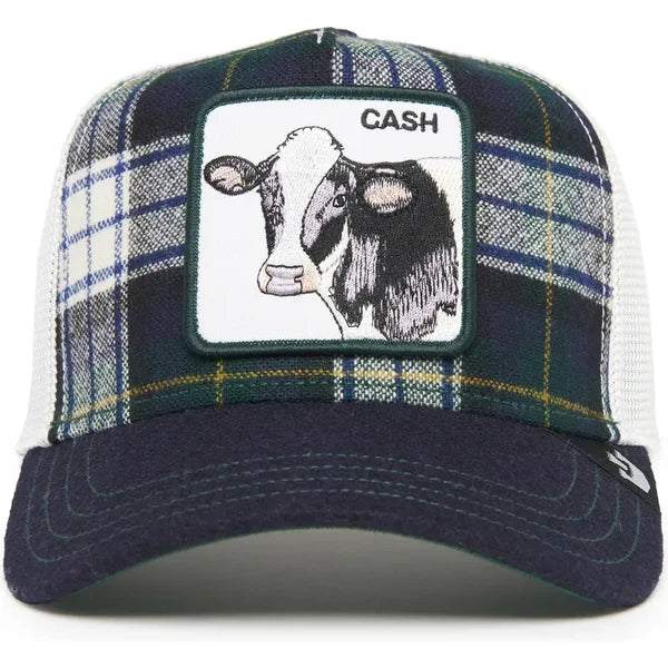 W4-1489 TRUCKER Plaid Cash Cow NVY