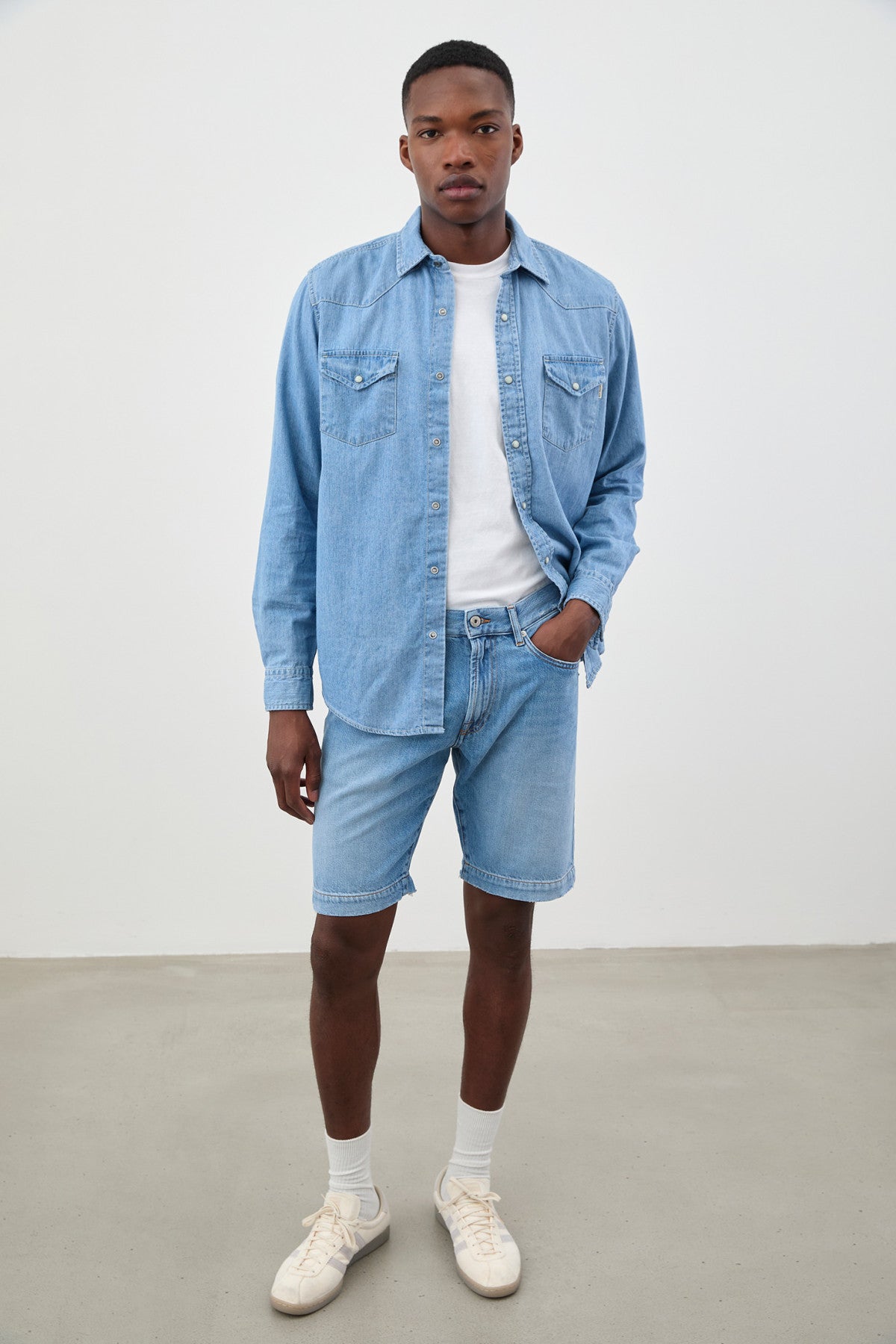 US5-Camicia Martin Denim Bleach Man