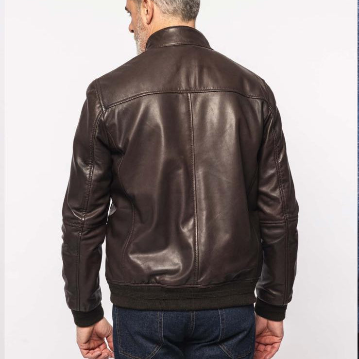 UW6-ELVIS Giubbotto Pelle Dark Brown 06 Man