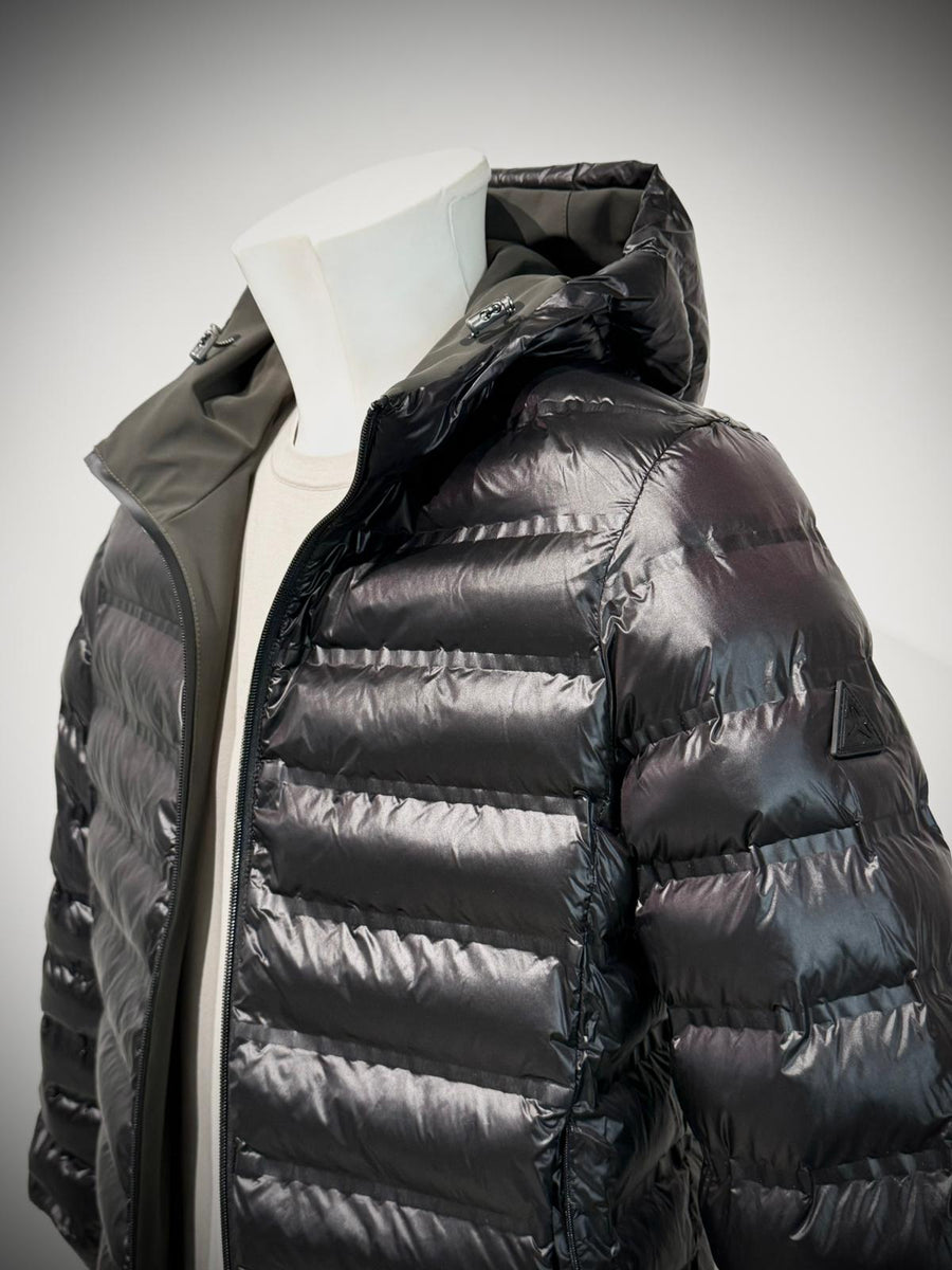 W5-0004 Giubbotto Reversibile Cappuccio Militare/Nero Man