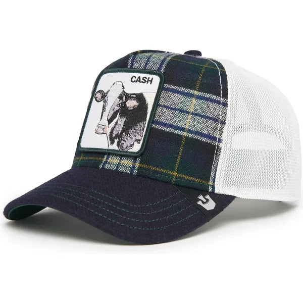 W4-1489 TRUCKER Plaid Cash Cow NVY
