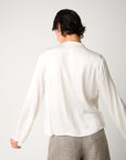 S6-45070 Blusa in Raso con Volant Manica Lunga Luna