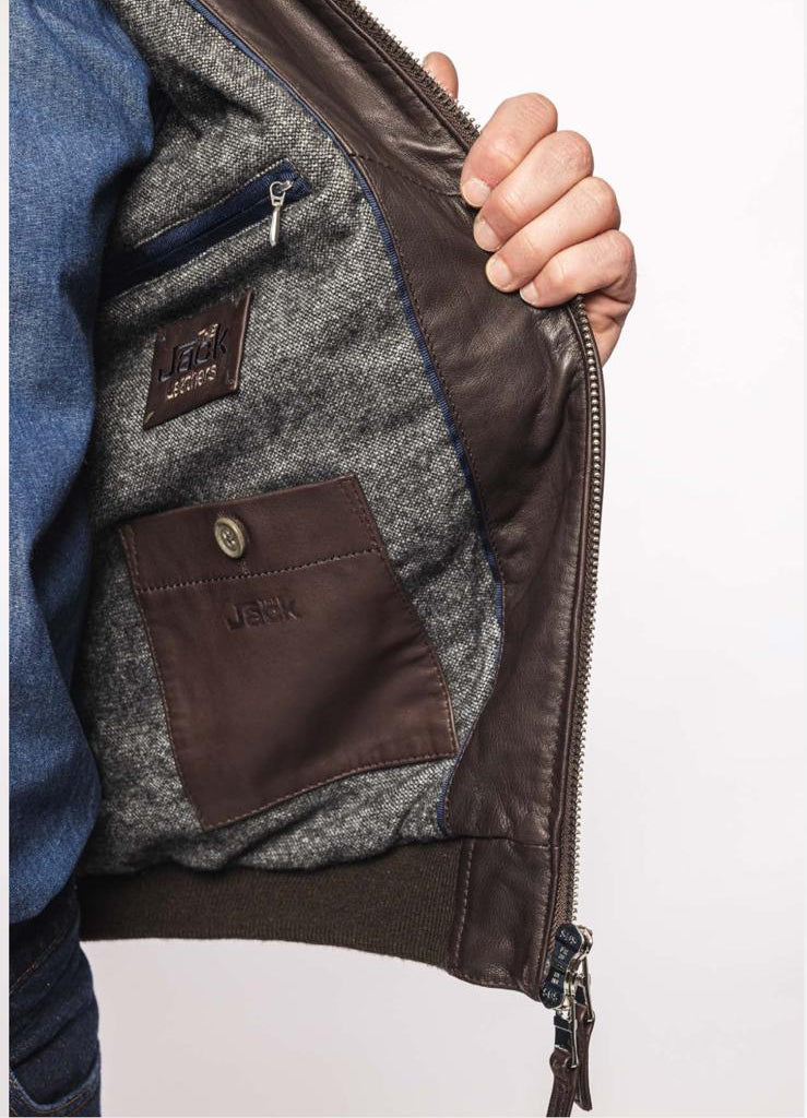 UW6-ELVIS Giubbotto Pelle Dark Brown 06 Man