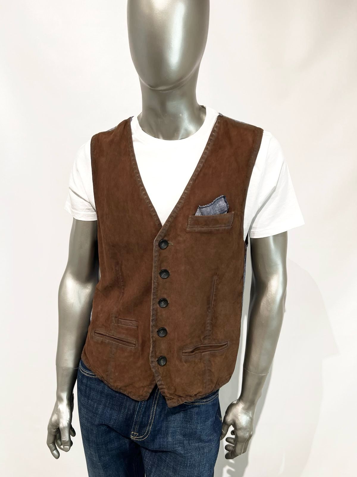 US4-LORRY Gilet Pelle Scamosciata Jungle Green Man