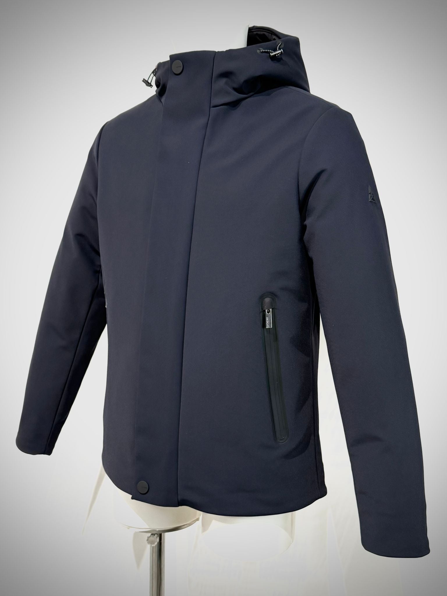 W5-0017 BONDED Parka Tech Corto Cappuccio Blu Man