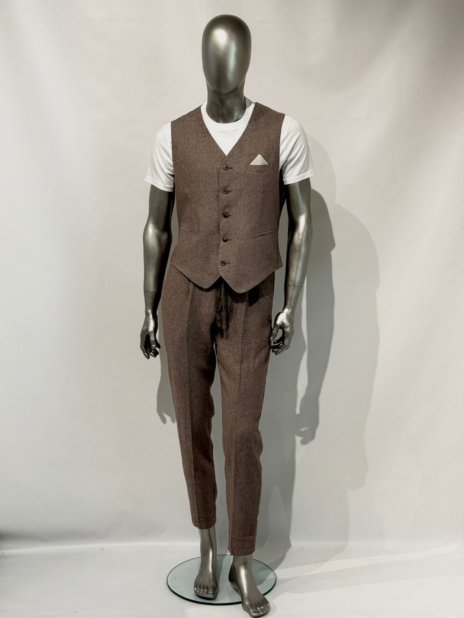 S5-1442 Pantalone Lino E Cotone Coffe Brown Man