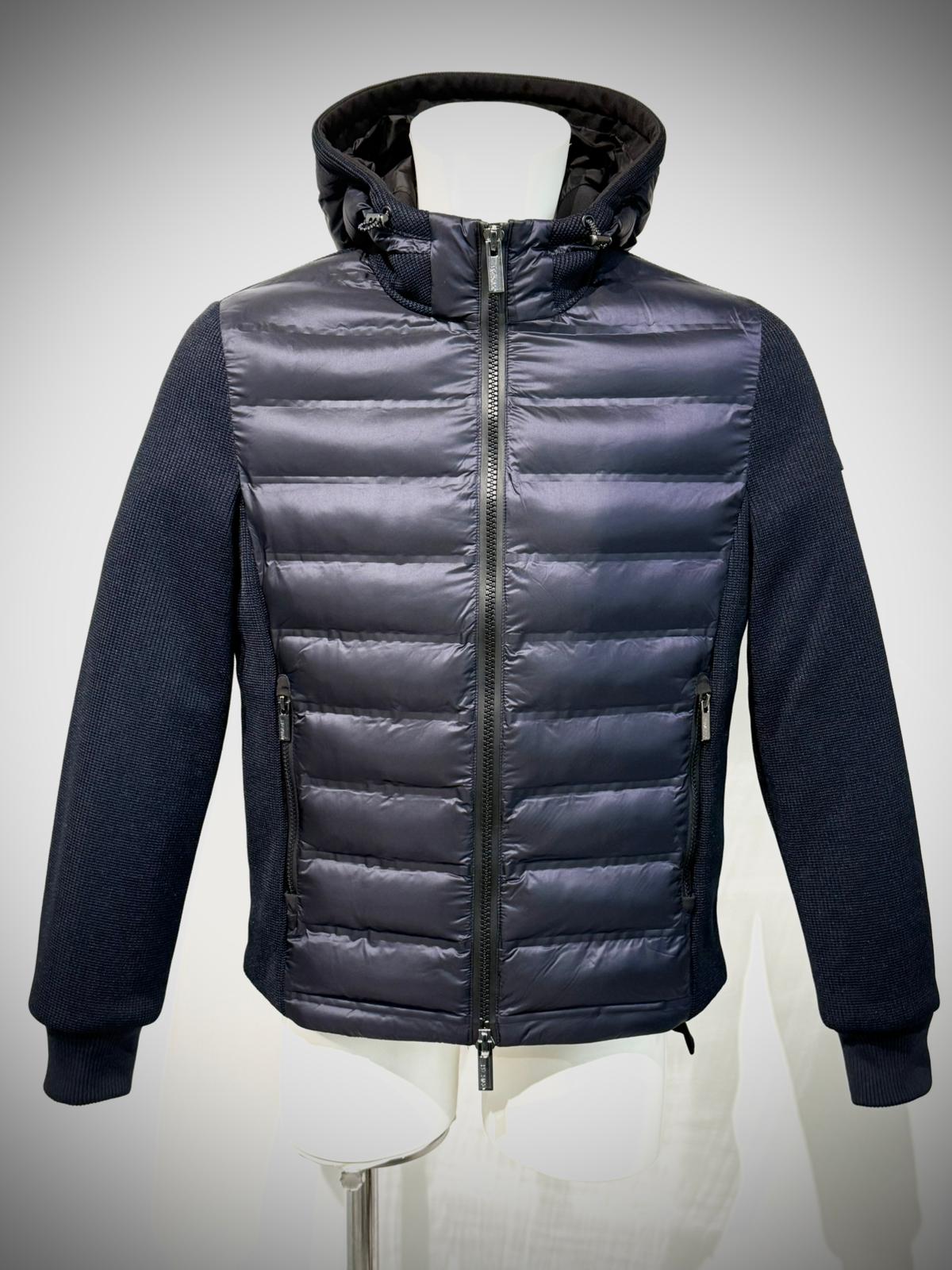 W5-0041 MESH Piumino Ibrido Cappuccio Blu Man