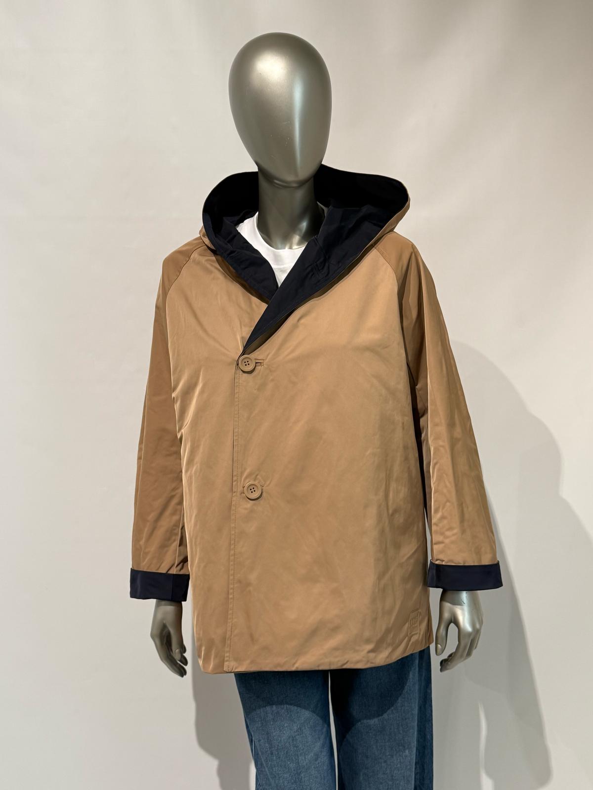 S5-9411 Impermeabile Reversibile in Nylon Memory Blu/Cammello