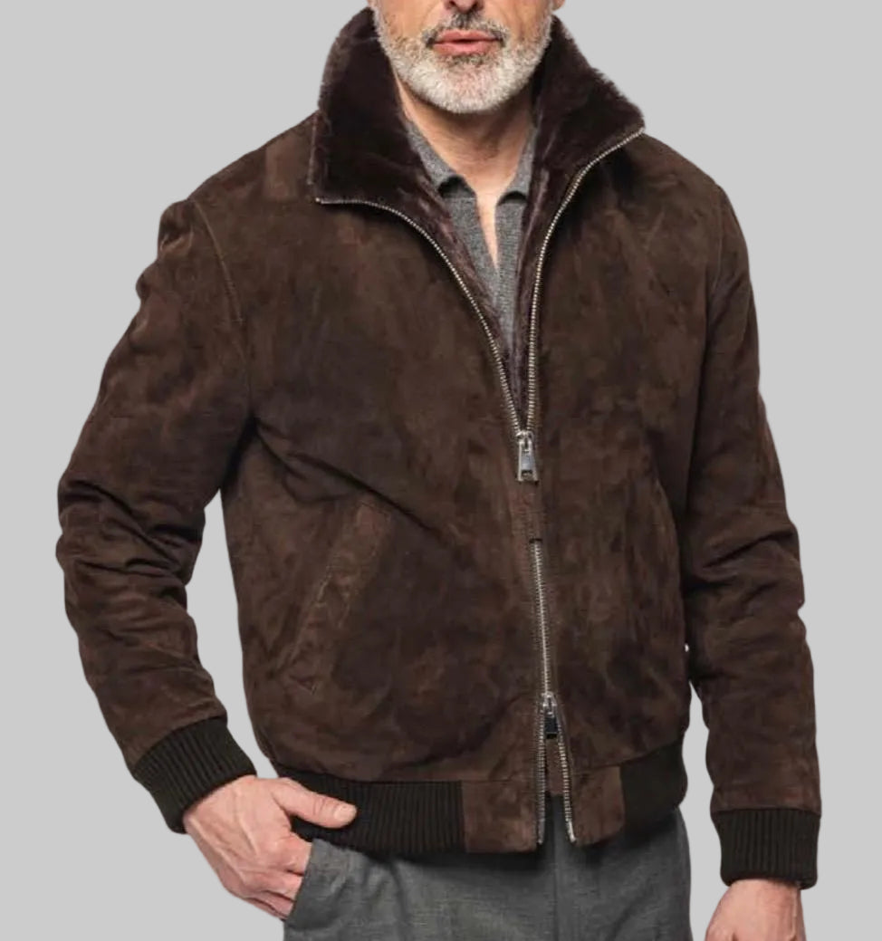 UW6-TOBIA Giubbotto Suede Velluto Mud J27 Man