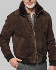 UW6-TOBIA Giubbotto Suede Velluto Mud J27 Man