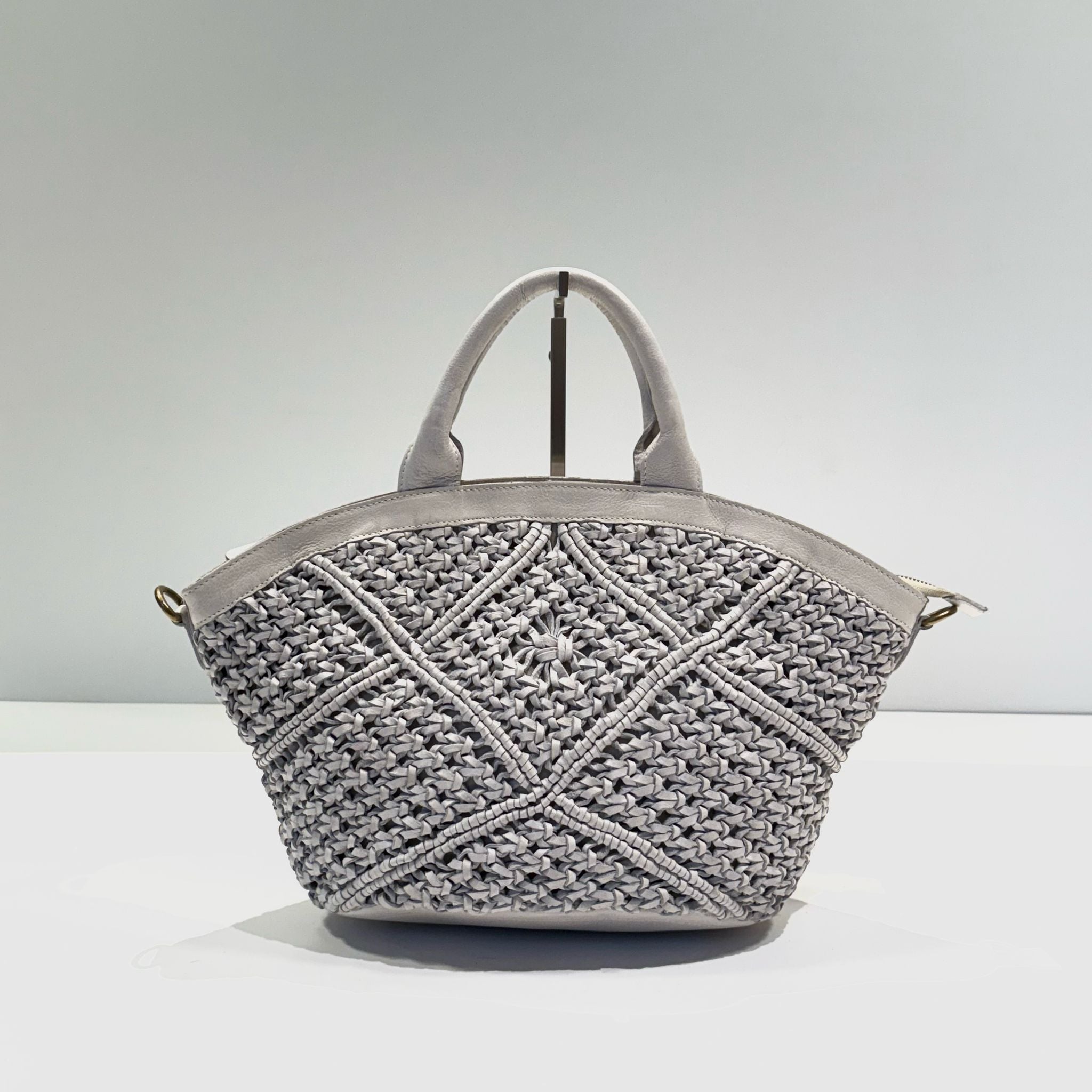 S5-8906 Borsa Intrecciato Rombi Cow Sand 052