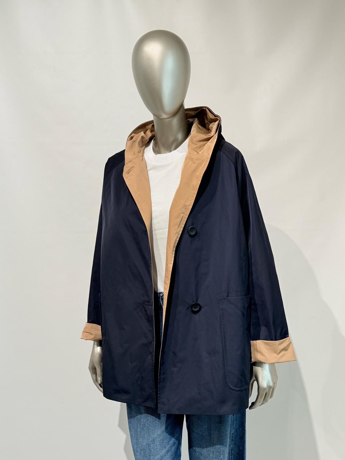 S5-9411 Impermeabile Reversibile in Nylon Memory Blu/Cammello