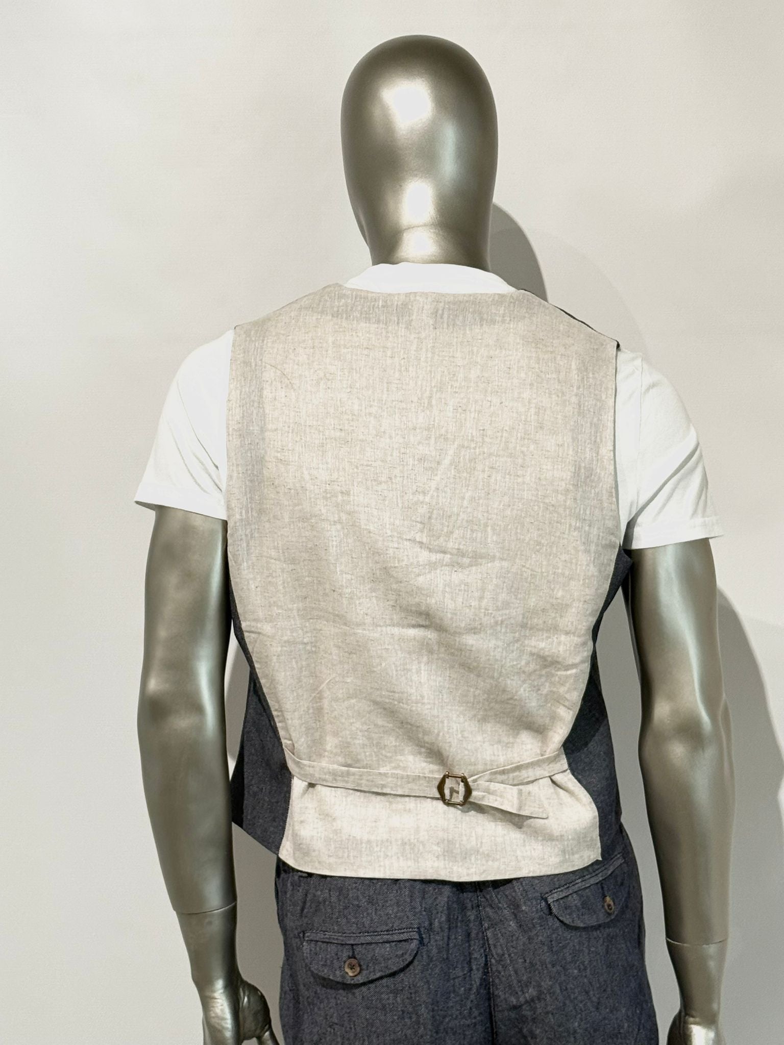 S5-1442 Pantalone Lino E Cotone Navy Blue Man