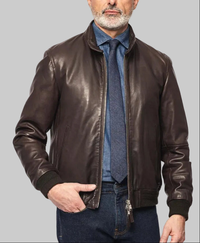 UW6-ELVIS Giubbotto Pelle Dark Brown 06 Man