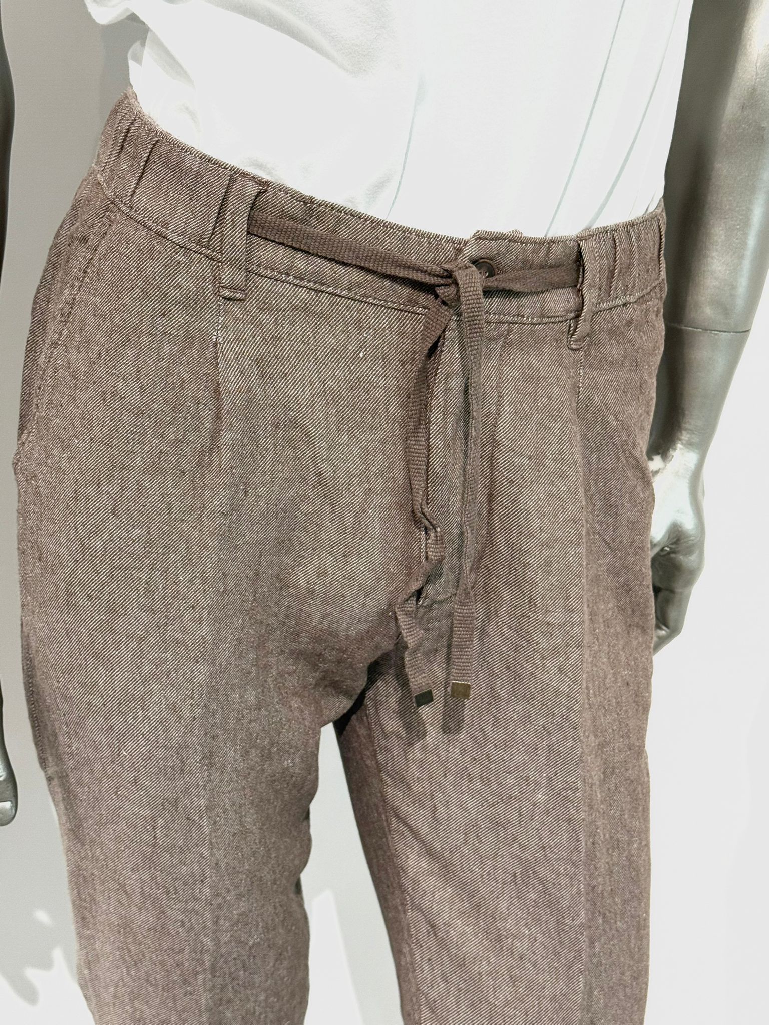 S5-1442 Pantalone Lino E Cotone Coffe Brown Man