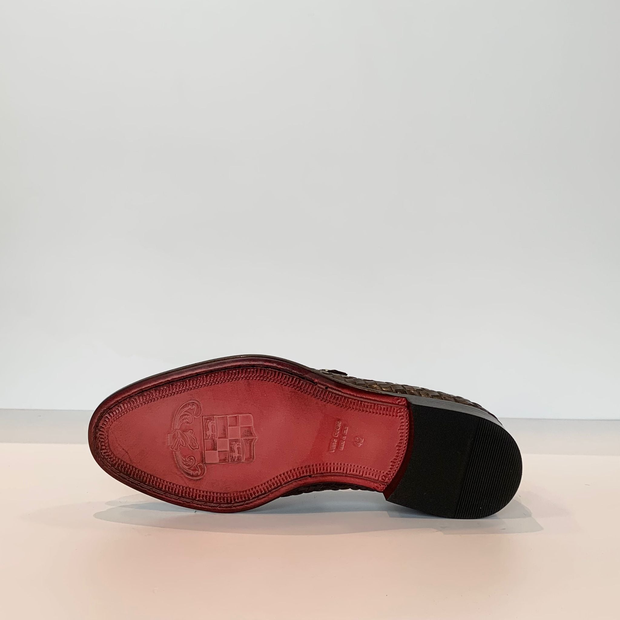 S4-181 Mocassino 2 Fibbie Pelle Intrecciata Birch Man