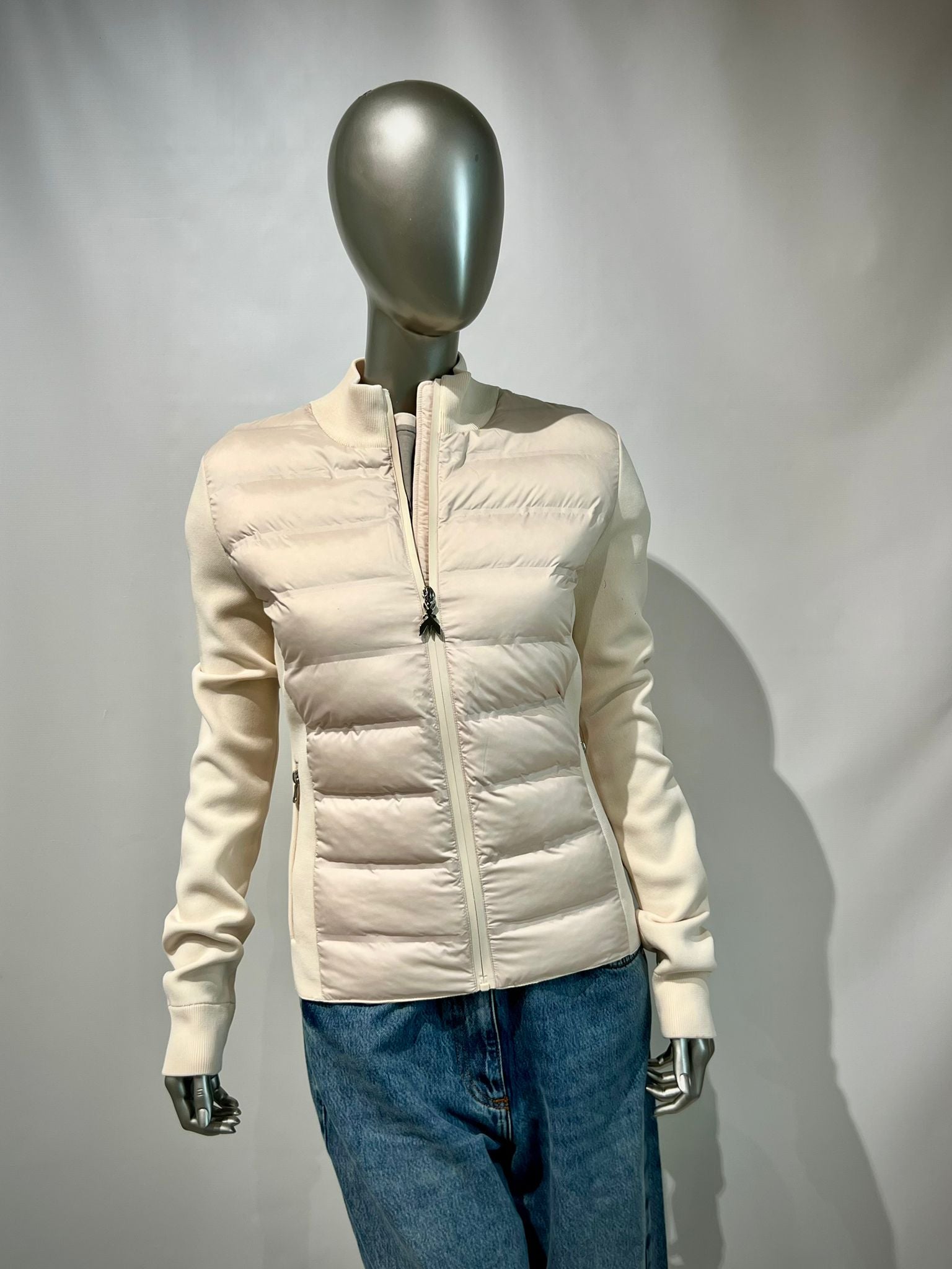 S6-8O0219 Piumino Ultralight Inserti in Maglia Warm Ivory