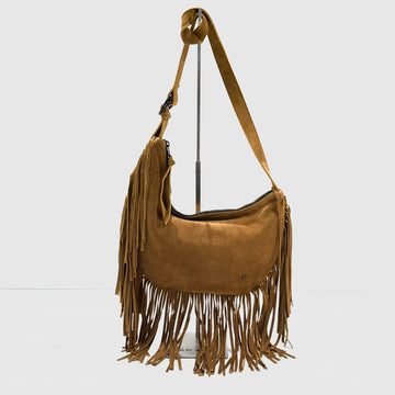 S5-8805 Borsa Tracolla Camoscio Frange Brown 746