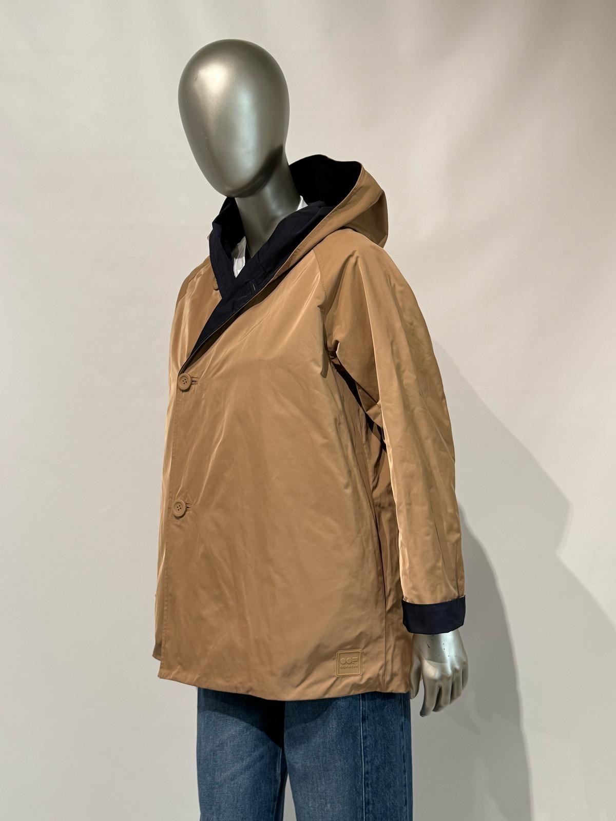 S5-9411 Impermeabile Reversibile in Nylon Memory Blu/Cammello