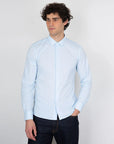 US3-184 Camicia Oxford Jaquard Open Celeste Man