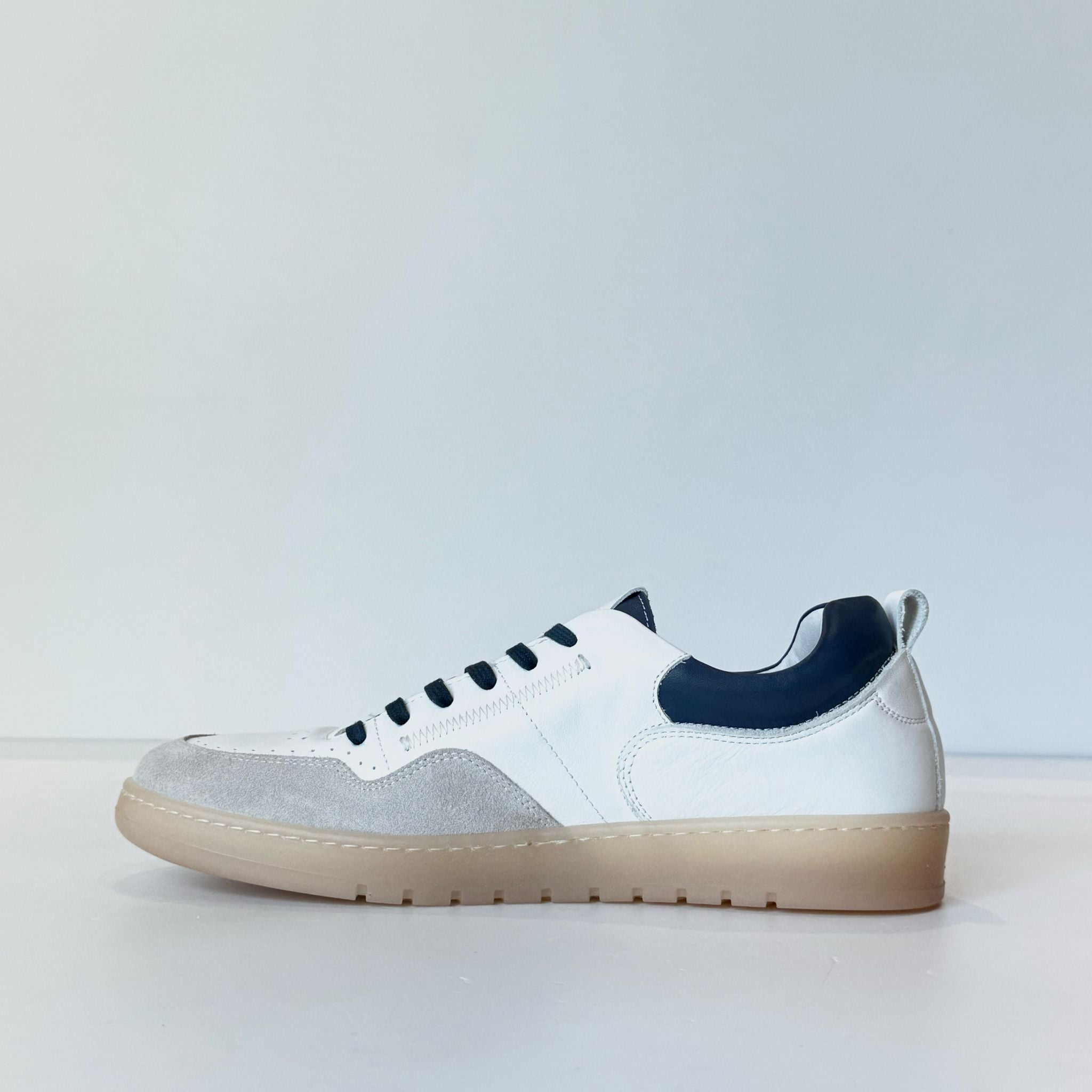 S5-23611 Sneaker Pelle/Suede Bianco/Blu Man
