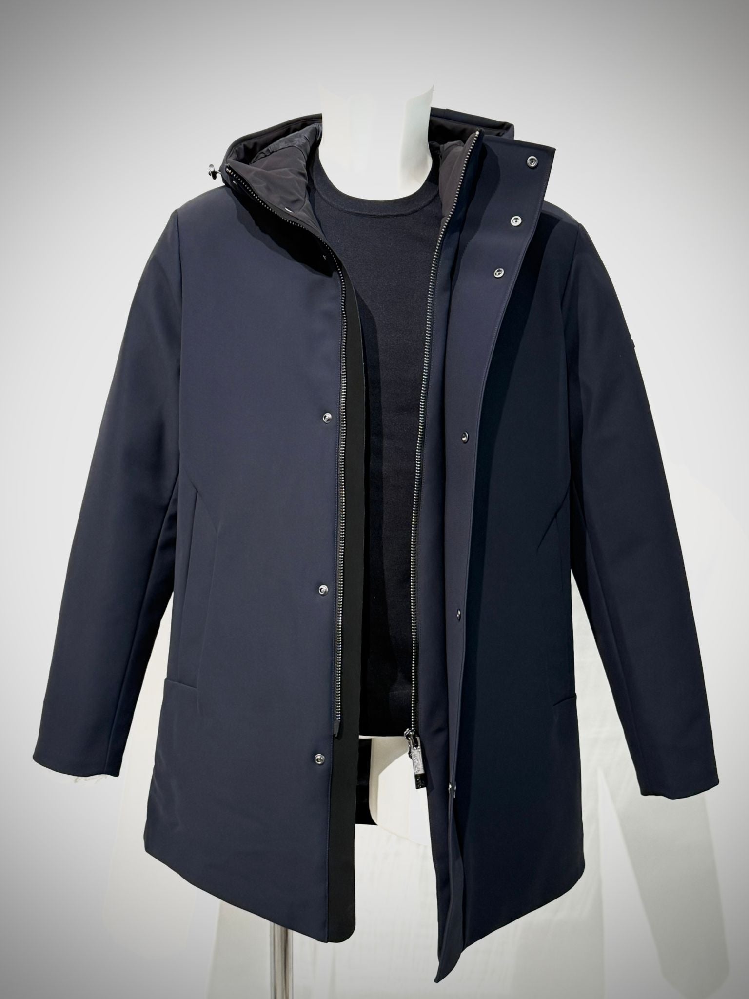 W5-0015 FROST Parka Tech Lungo Cappuccio Blu Man