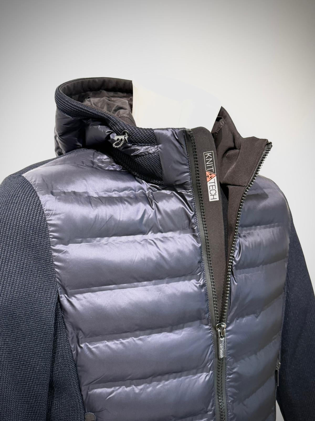 W5-0041 MESH Piumino Ibrido Cappuccio Blu Man