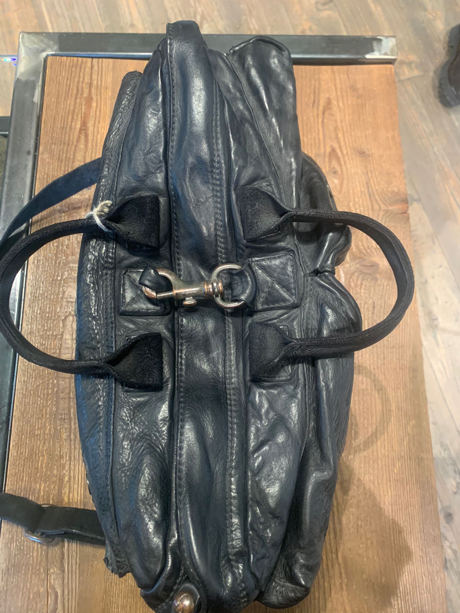 U1190 Borsa da Lavoro in Pelle Nera Unisex