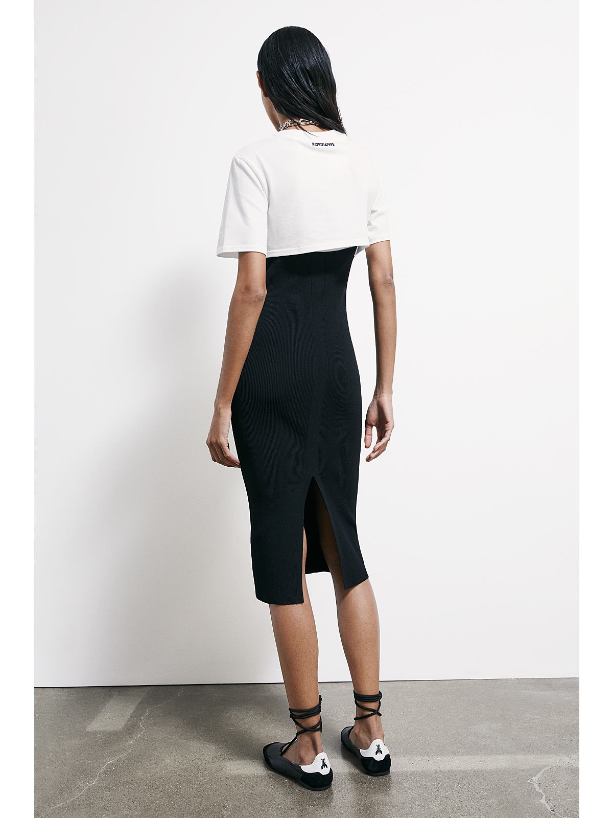 S6-8A1630 Abito Jersey Bianco-Nero