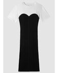 S6-8A1630 Abito Jersey Bianco-Nero