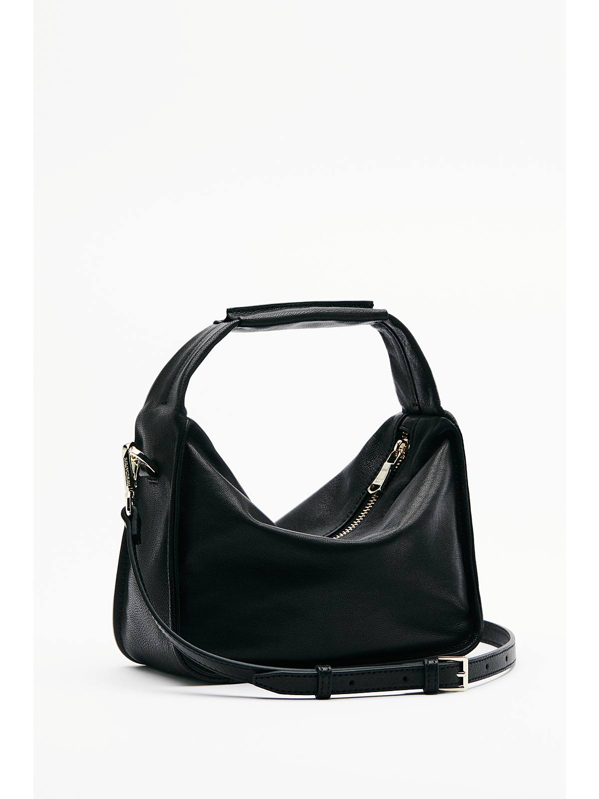 S6-8B0316 Borsa a Spalla Contemporary Hobo Piccola in Pelle Nera