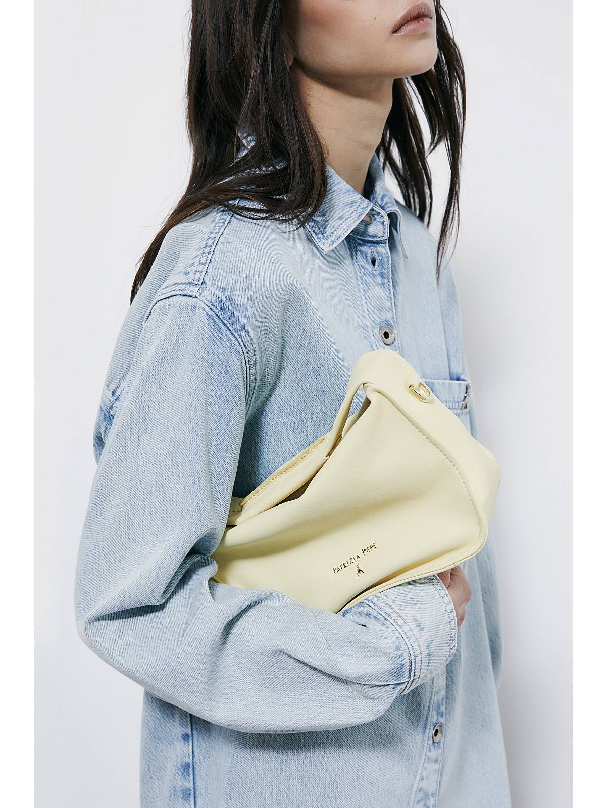 S6-8B0316 Borsa a Spalla Contemporary Hobo Piccola in Pelle Vanilla