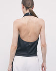 W6-8C0126 Top Color Block con Schiena Scoperta in Crêpe White & Black