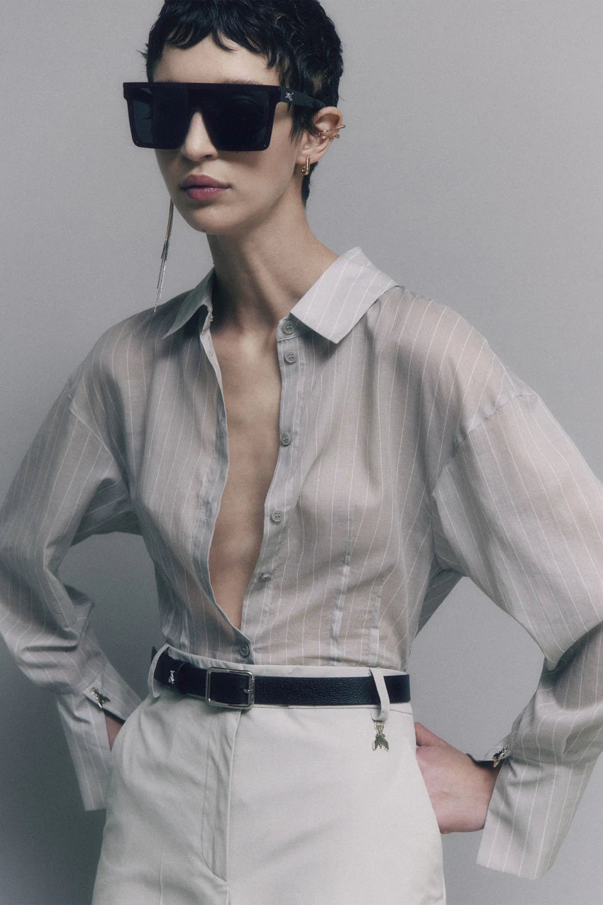 W4-8C0710 Camicia Gessata Cotone Grey