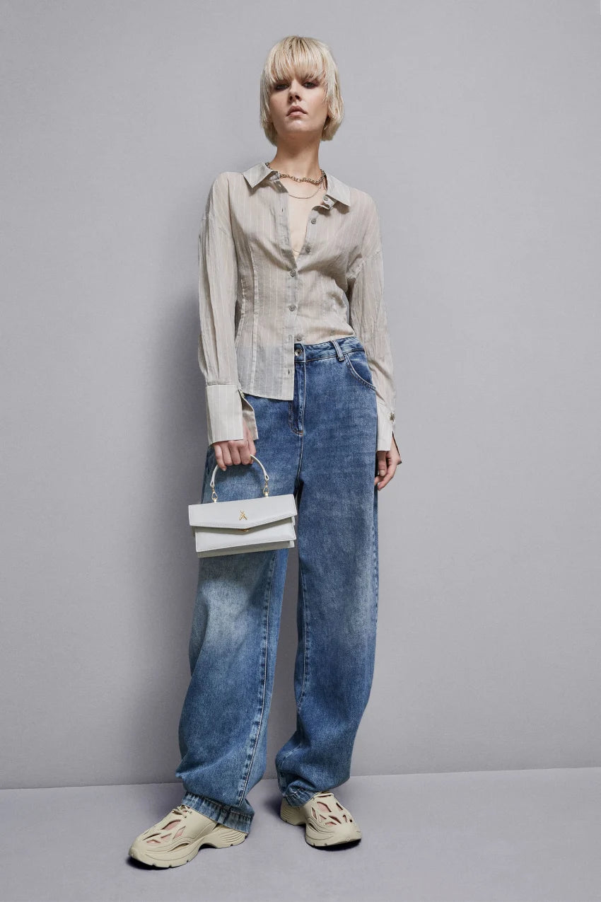 W4-8C0710 Camicia Gessata Cotone Grey