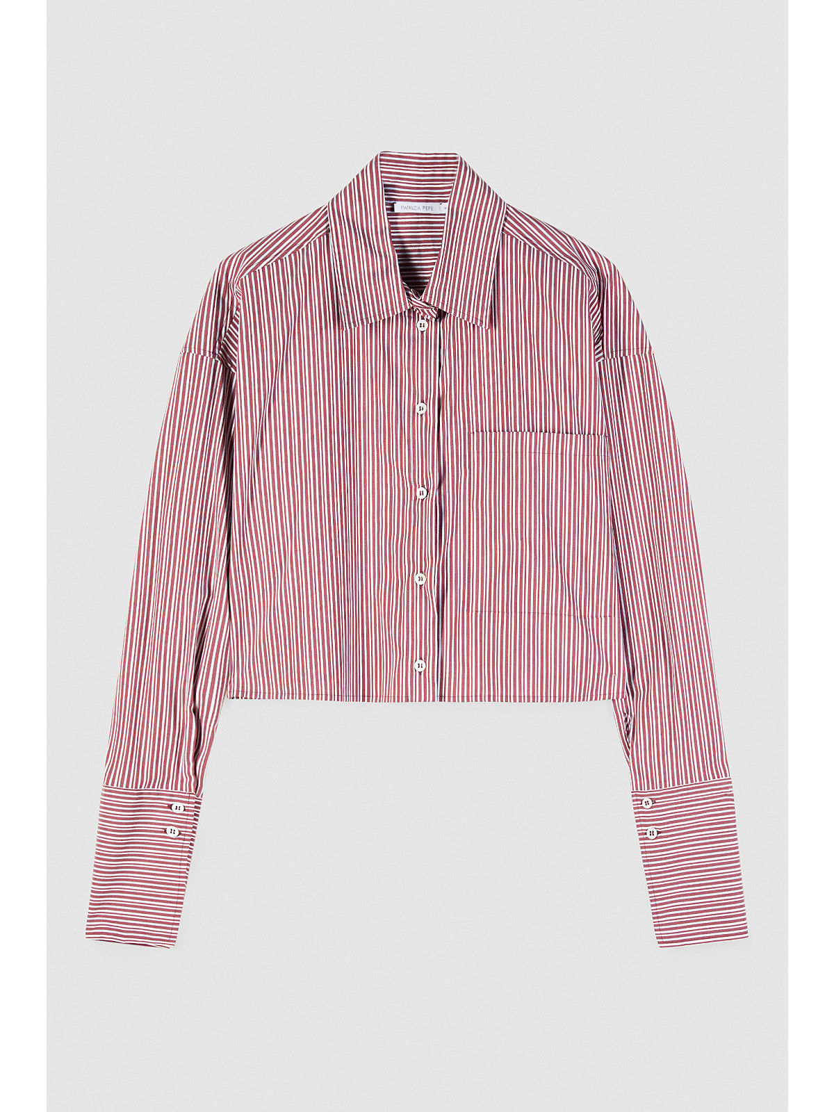 S6-8C0856 Camicia Cotone Cropped Hot Brown Stripes