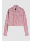 S6-8C0856 Camicia Cotone Cropped Hot Brown Stripes