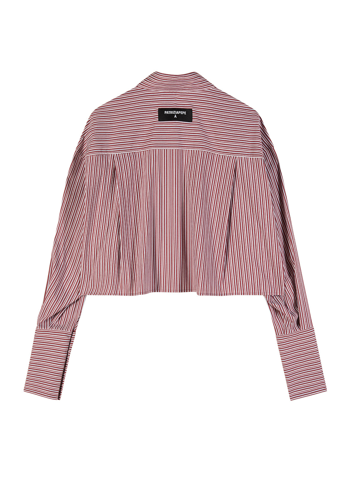 S6-8C0856 Camicia Cotone Cropped Hot Brown Stripes