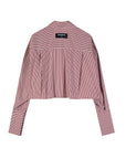 S6-8C0856 Camicia Cotone Cropped Hot Brown Stripes