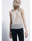 S6-8C0876 Top Ricamato Perline Warm Ivory