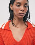 W6-8K0259 Maglia a Polo in Misto Lane e Mohair Arancione
