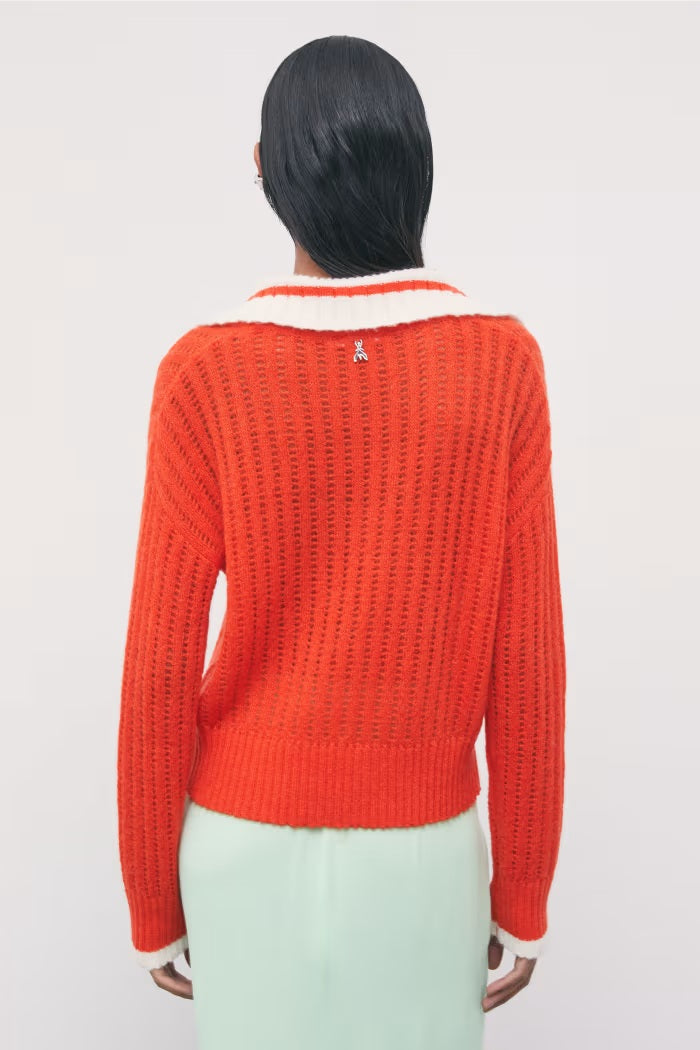 W6-8K0259 Maglia a Polo in Misto Lane e Mohair Arancione