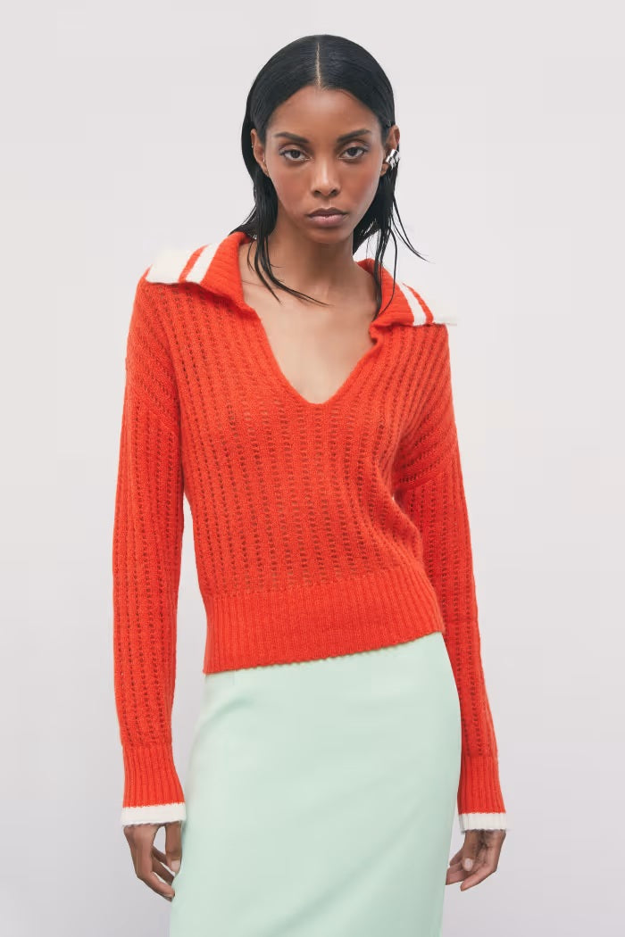 W6-8K0259 Maglia a Polo in Misto Lane e Mohair Arancione