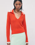 W6-8K0259 Maglia a Polo in Misto Lane e Mohair Arancione