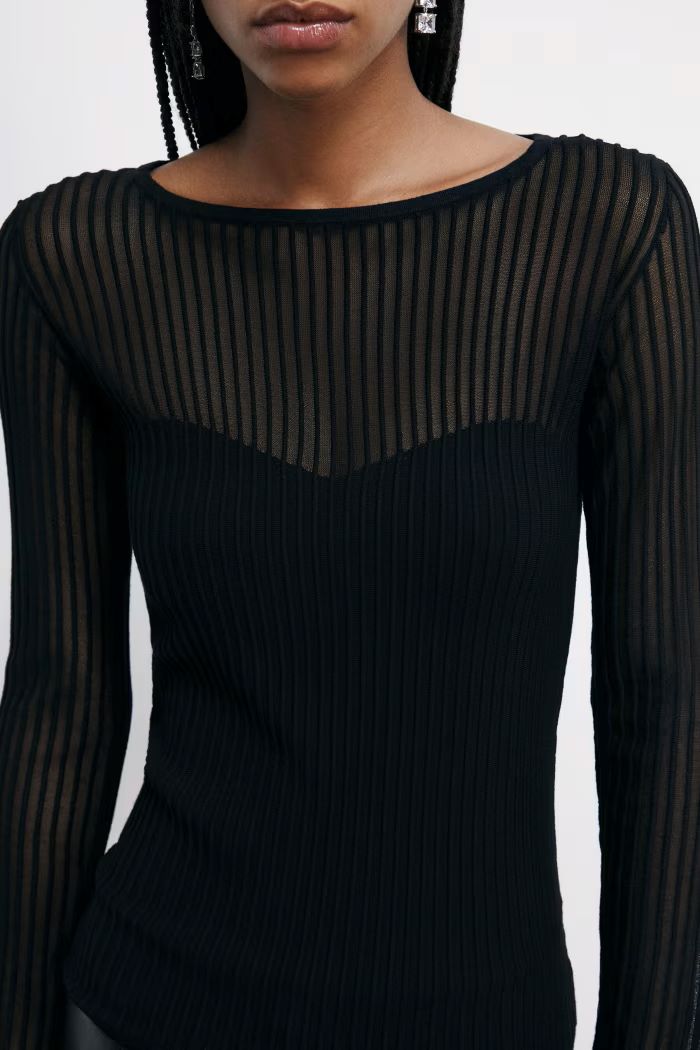 W5-8K0305 Maglia con Costine Nera