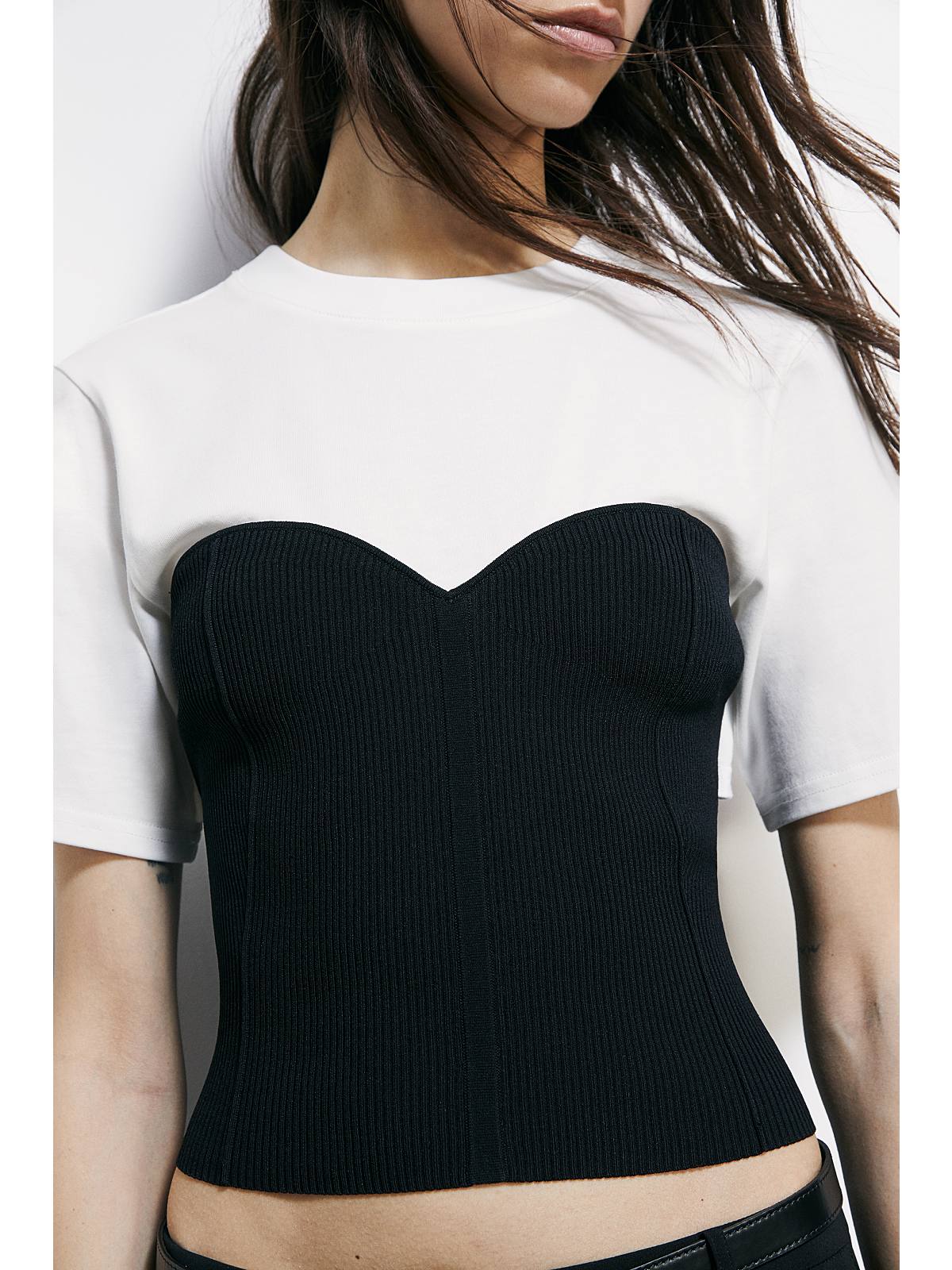 S6-8K0385 Maglia Jersey Bicolore Bianco-Nero