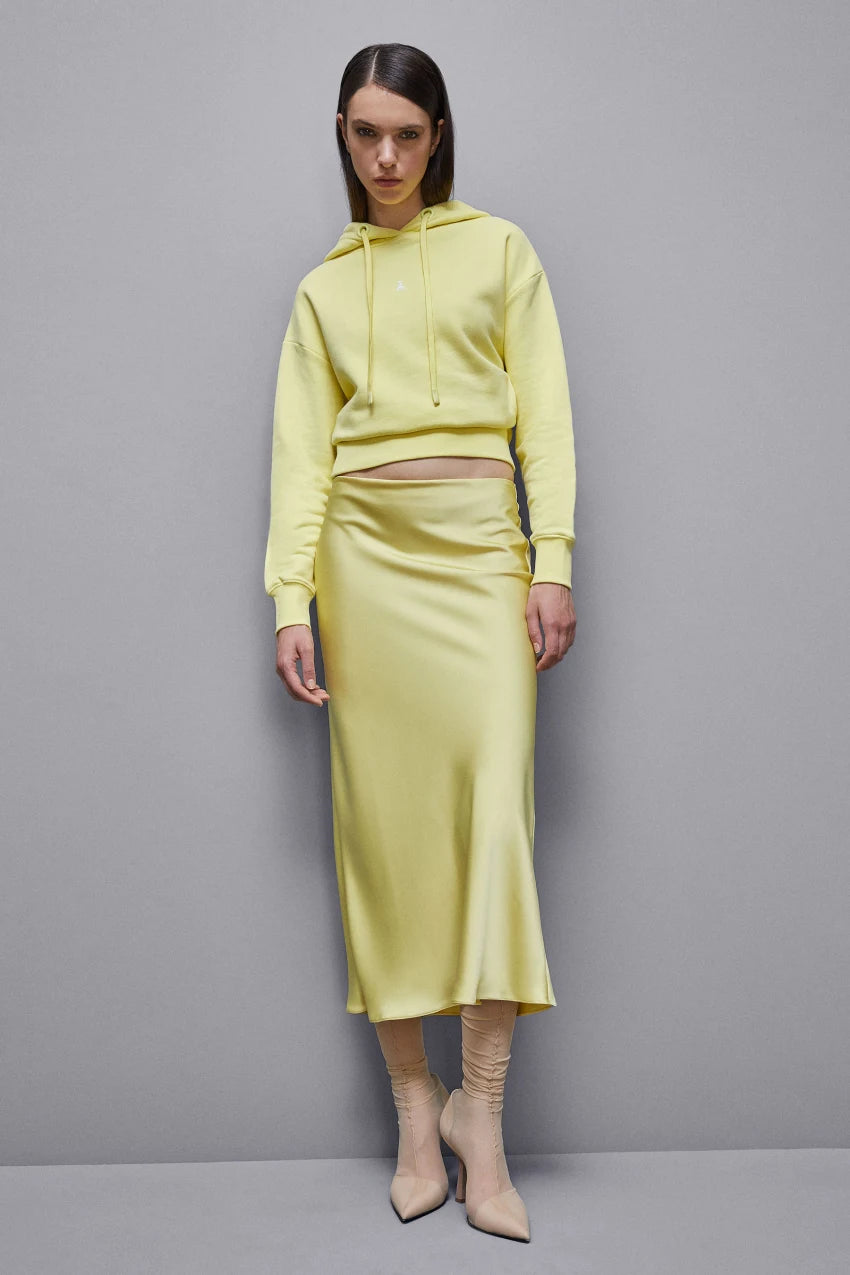 W4-8M1619 Felpa Cappuccio Cotone Gialla