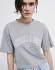 S6-8M1798 T-shirt Cropped con Logo Grigio Melange