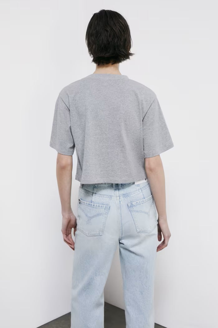 S6-8M1798 T-shirt Cropped con Logo Grigio Melange