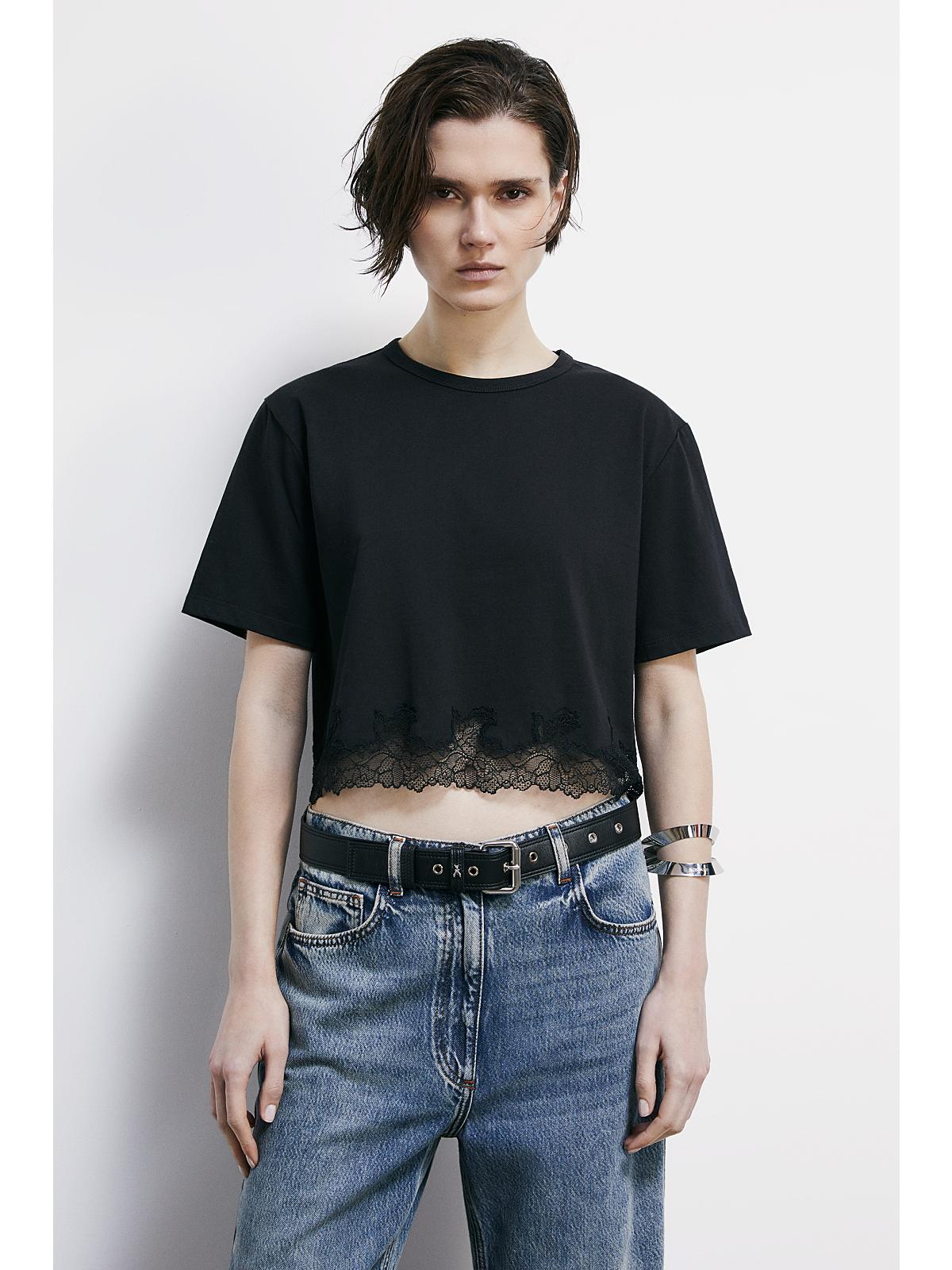 S6-8M1805 T-shirt Pizzo Intarsiato Nero